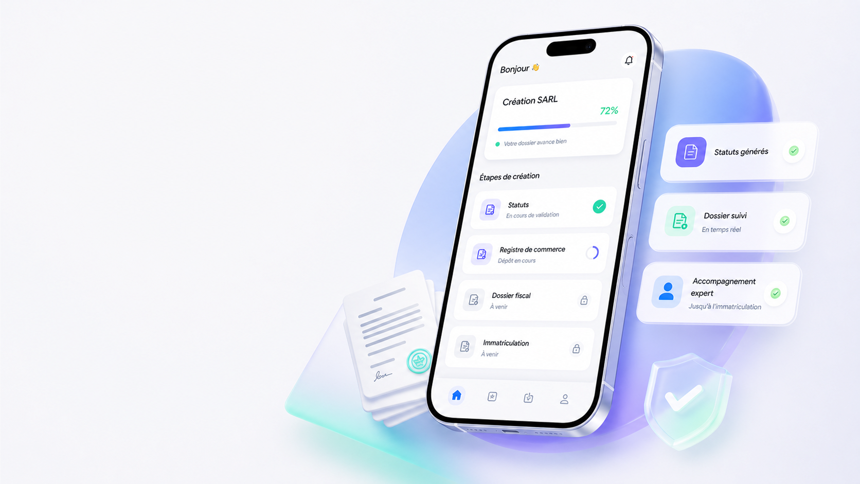 Interface LegalStation — création d'entreprise au Maroc